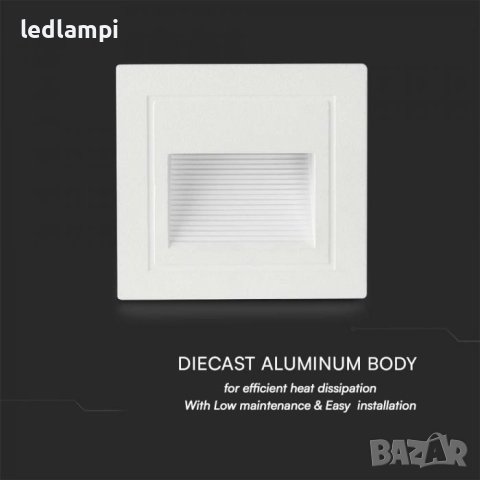 LED Осветление за стъпала 5W Топло Бяла Светлина 84x84x50, снимка 4 - Външни лампи - 43504515