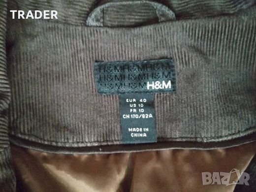 дамско сако H&M кадифе, кафяво  , номер 40, снимка 3 - Сака - 27440280