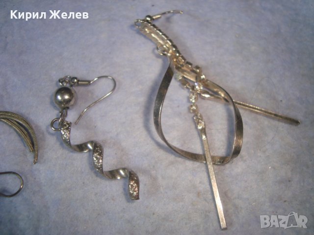 ТРИ КРАСИВИ ФИНИ СТАРИ ПОСРЕБРЕНИ ЕДИНИЧНИ АРТ ОБЕЦИ 29426, снимка 5 - Обеци - 37661412
