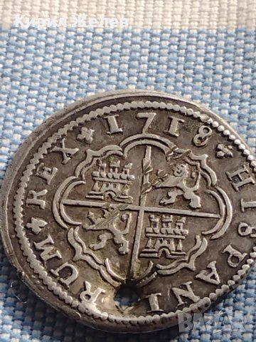 Сребърна монета 2 реала Филип пети Суенка Испания 8993, снимка 9 - Нумизматика и бонистика - 42970104