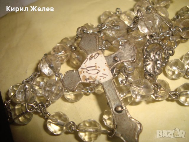 СТАРА КАТОЛИЧЕСКА ОГЪРЛИЦА - БРОЕНИЦА КРИСТАЛНА с РАЗПЯТИЕ и ИКОНКА 22872, снимка 10 - Антикварни и старинни предмети - 33434909