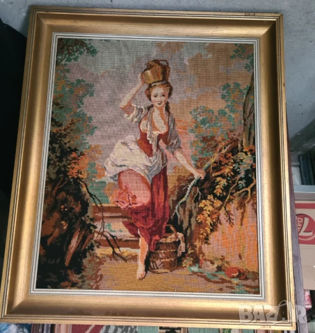 Ръчно изработен европейски гоблен с рамка – антик стил