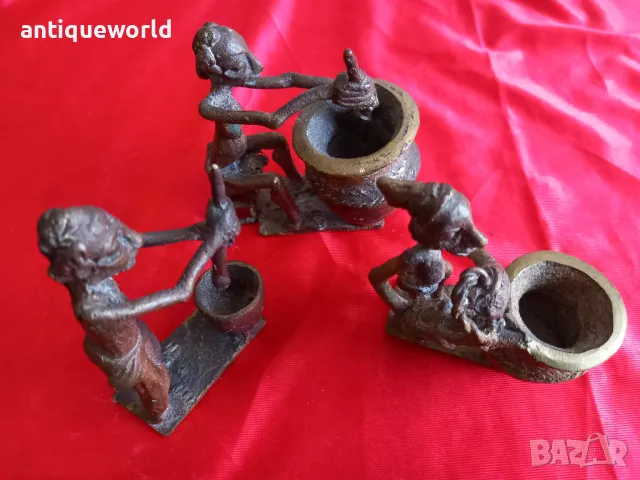 Стари Африкански Бронзови Пластики , Статуетка , Бенин, снимка 5 - Антикварни и старинни предмети - 48049387