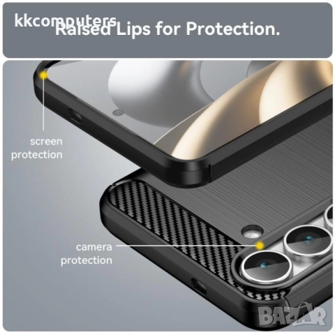 Samsung Galaxy S25 FE Удароустойчив Carbon Fiber Калъф и Протектор, снимка 7 - Калъфи, кейсове - 51832316