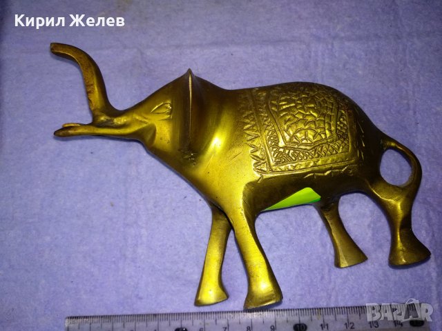 СИМПАТИЧНА КЪСМЕТЛИЙСКА ДЕКОРАТИВНА ОРНАМЕНТИРАНА МЕСИНГОВА ФИГУРКА СЛОНЧЕ 42696, снимка 3 - Статуетки - 43876664