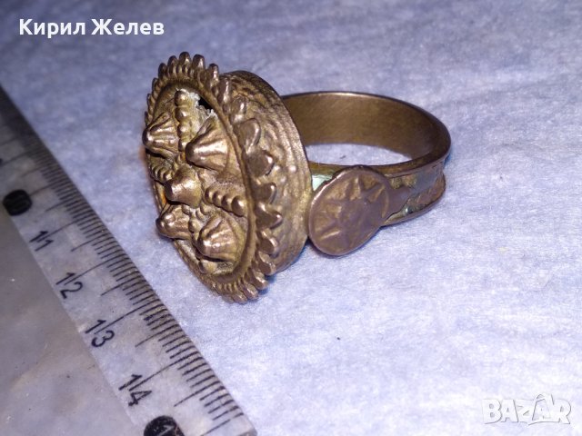 17-18 Век ВЪЗРОЖДЕНСКИ БОЛЯРСКИ АВТЕНТИЧЕН ЕТНОГРАФСКИ РЯДЪК ПРЪСТЕН БРОНЗ / САЧАН МАЙСТОРСКИ 30737, снимка 2 - Антикварни и старинни предмети - 40552655