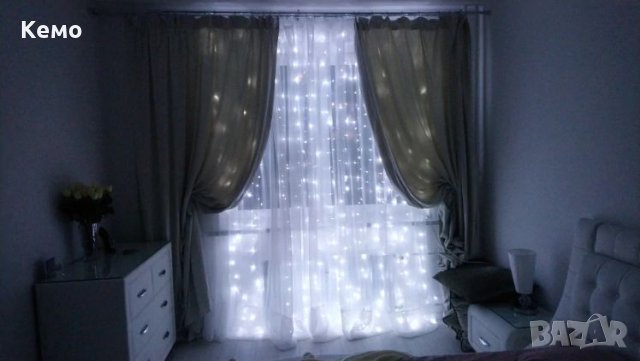 Празнични лампички тип завеса с 3х3м 300 LED, снимка 12 - Лед осветление - 27059053