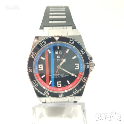 Швейцарски Cyma Ice Aquamare Star Professional Diver, 200m сапфир 43mm, снимка 2 - Мъжки - 51474433