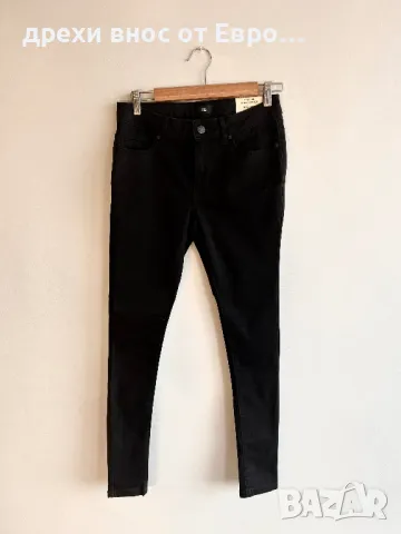 River Island Мъжки черни дънки Spray On Skinny Stretch in Ollie W28/L32, снимка 6 - Дънки - 33091339