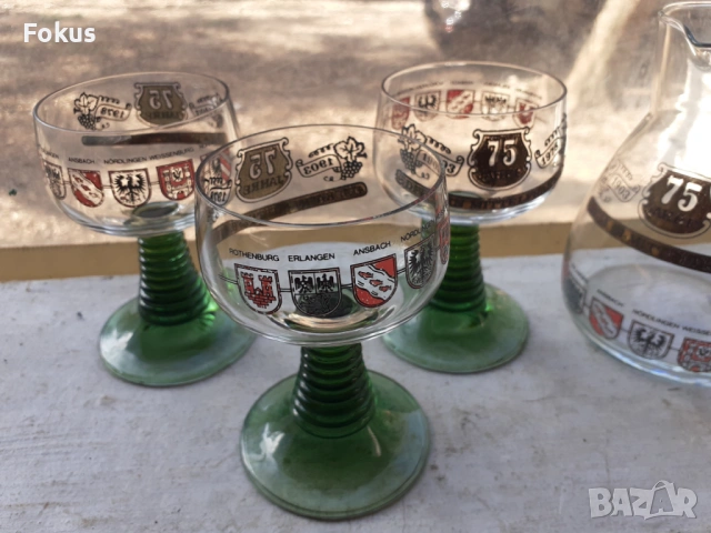 Стара немски сервиз за ракия 6 чаши + каничка - нови, снимка 7 - Антикварни и старинни предмети - 53390192