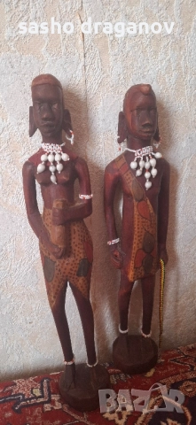 2 ръчно изработени африкански дърворезби, снимка 13 - Колекции - 52258276