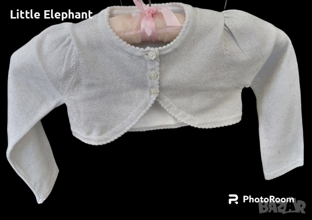 Болеро за момиченце на 2-3 год със сребърни нишки"Little flower",Англия/ново, снимка 1