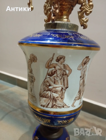 Стара порцеланова лампа , снимка 3 - Антикварни и старинни предмети - 52513737