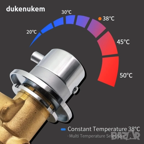 Термостатичен смесител за душ, 3-пътен, месинг, 30–50°C, със забележка, снимка 7 - Смесители - 52694758
