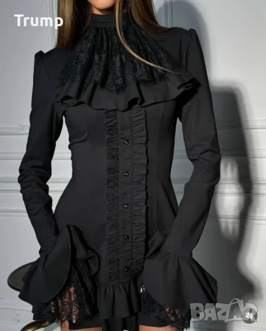 За празничните ввчери! Елегантна рокля с яка жабо , снимка 2 - Рокли - 48465150