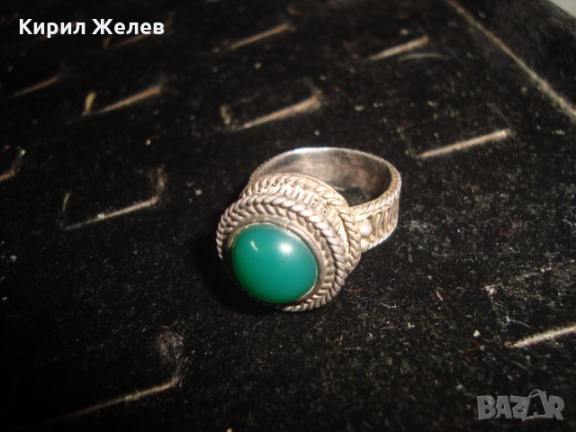 СРЕБЪРЕН СТАР 19 ВЕК ПРЪСТЕН с ГОЛЯМ ШЛИФОВАН КАМЪК ЗЕЛЕН АХАТ - СРЕБРО СТАРО ГРАДСКО БИЖУ 22478, снимка 15 - Антикварни и старинни предмети - 33046862