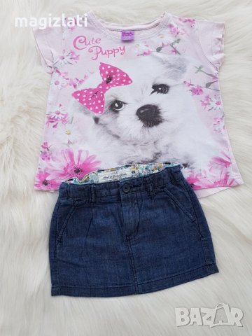 Дънкова пола H&M и тениска 2-3 години 