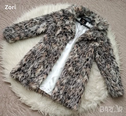 РАЗКОШНО пухкаво палто с принт рис, снимка 1