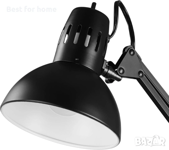 Настолна лампа Globe Electric 56963 31,5" с много съчленения и метална скоба, черна, ротационен , снимка 6 - Настолни лампи - 53459782