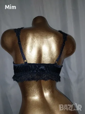 M/L Черен сутиен/бюстие/ от сатен и дантела , снимка 3 - Бельо - 47997441