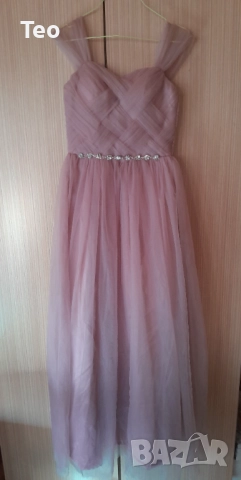 Официална дълга рокля, светло розово, тюл, снимка 2 - Рокли - 52931136