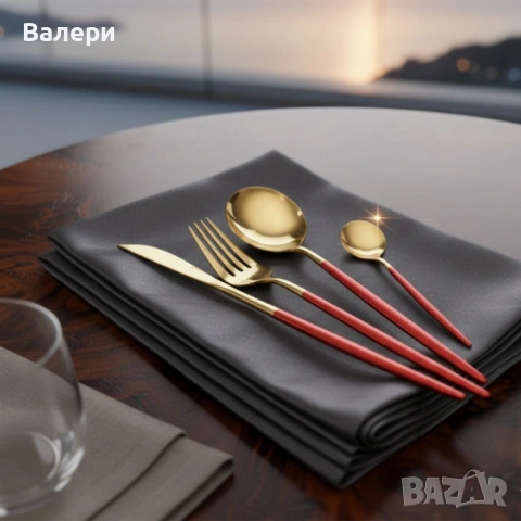 Комплект прибори за хранене от 24 части с луксозен дизайн и магнитна кутия