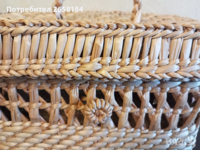 Плетена кутия с капак, голяма., снимка 3 - Антикварни и старинни предмети - 51945306