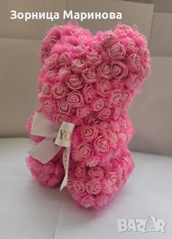 Мече от рози, 20 см, снимка 3 - Други - 52130727