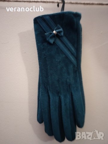 Дамски сини ръкавици Лукс елегант, снимка 2 - Ръкавици - 43734488