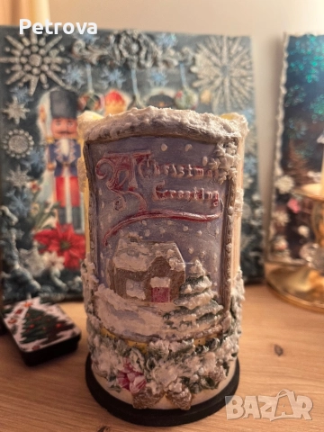 Коледна свещ с декупаж