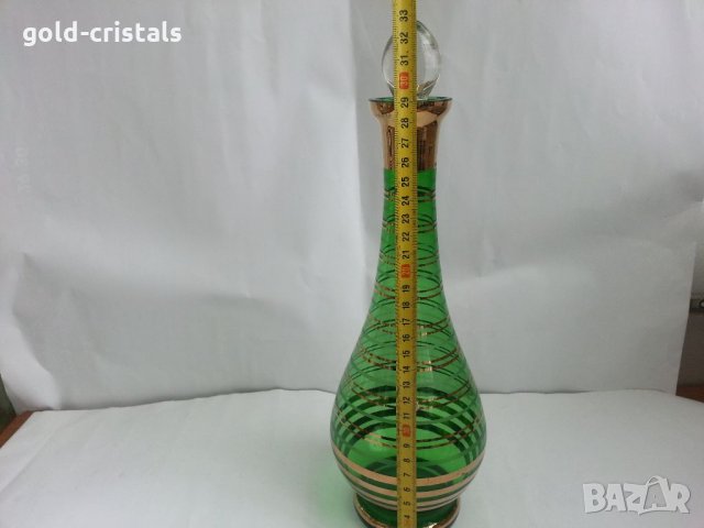 Гарафа цветно зелено стъкло , снимка 4 - Антикварни и старинни предмети - 33271266