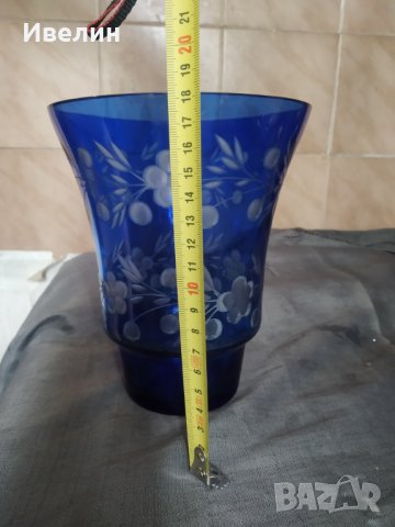 кристална ваза бохемия кобалт, снимка 3 - Антикварни и старинни предмети - 32750721