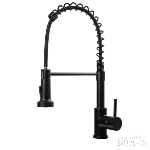 Смесител за кухня с изтеглящ се душ / Смесител за кухня с гъвкав чучур черен или иноксов, снимка 3 - Смесители - 53517248