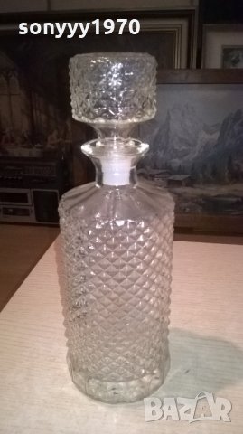 стилна стъклена бутилка с тапа за питиета-28х10см, снимка 7 - Колекции - 27500405