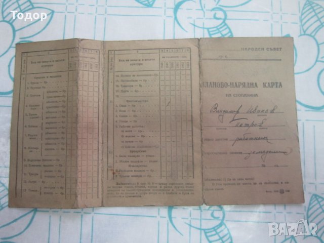Стар документ Планово нарядна книга на стопанина 1949 