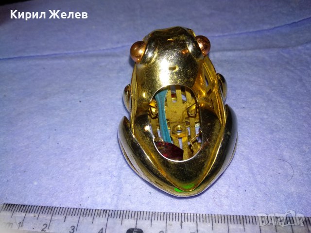 СТАРА ПОЗЛАТЕНА МЕТАЛНА КЪСМЕТЛИЙСКА ЖАБКА - КУТИЙКА За СКЪПОЦЕННОСТИ ФИГУРКА 41330, снимка 10 - Колекции - 43590146