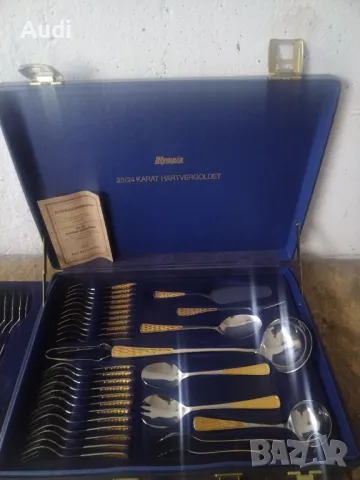 Комплект прибори за хранене 24 карата златно покритие 70 броя  Olympia 23/34  KARAT  HARTVERGOLDET К, снимка 11 - Прибори за хранене, готвене и сервиране - 49137874