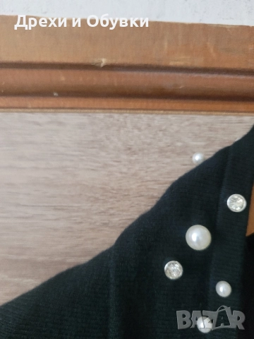 Черна жилетка с камъни и перли, снимка 4 - Жилетки - 52466592