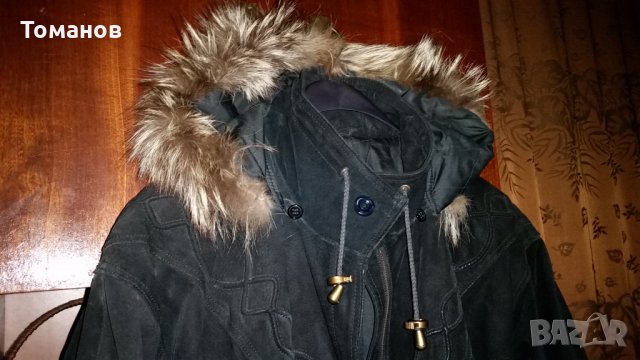 Дамско палто Bogner от 100% естествен велур, яка от естесвен косъм, снимка 2 - Палта, манта - 33566377