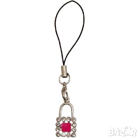  Аксесоар за GSM - катинар, декориран с бели камъни. , снимка 1