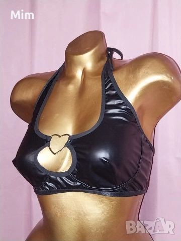 85 С Черно кожено бюстие/сутиен/, снимка 4 - Бельо - 53588107