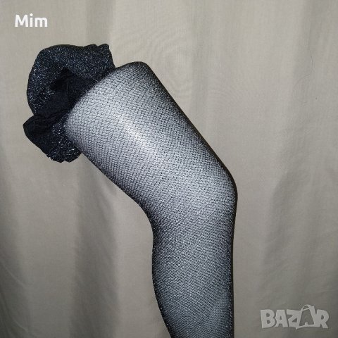 М/L Черен чорапогащник със сребрист брокат , снимка 5 - Бельо - 43844171