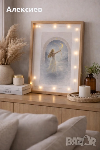 Ръчно изработени картини с лампички – Колекция „12 Луни“, снимка 4 - Картини - 53035553