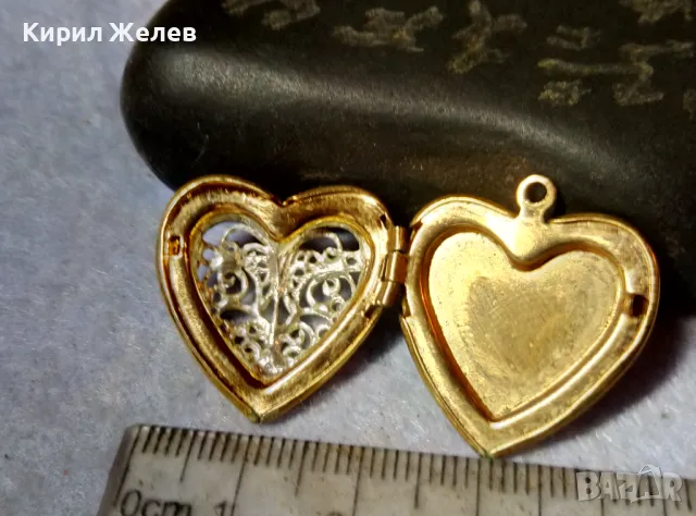 Старинен ПОЗЛАТЕН МЕДЕН РЕТРО АРТ МЕДАЛЬОН СЪРЧИЦЕ РАМЧИЦА За СНИМКИ АЖУРНА РЪЧНА ИЗРАБОТКА 39751, снимка 3 - Антикварни и старинни предмети - 48818589