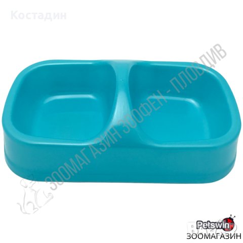 Двойна пластмасова купа - за Куче/Коте - 24см/13.5см - Светлосиня