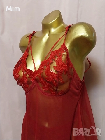 2XL Червена ефирна нощница , снимка 3 - Нощници - 53183777