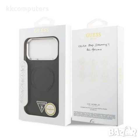 Оригинален кейс Guess Leather Triangle Metal Logo и Протектор За iPhone 17 Pro Max (6.9), Черен, снимка 6 - Калъфи, кейсове - 52210564