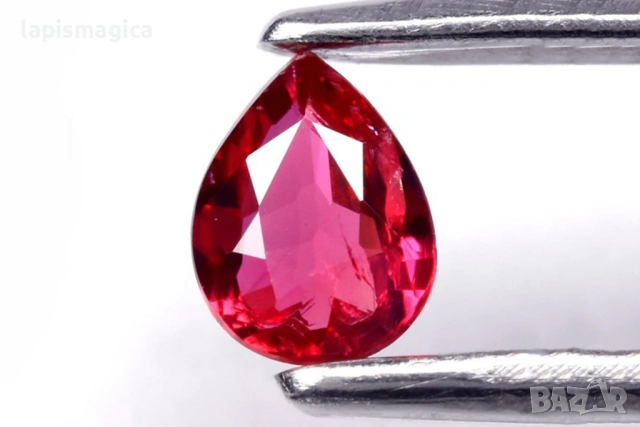 Розовочервен рубин 0.17ct нетретиран 4x3mm капка шлифовка