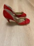Елегантни дамски обувки с ток, естествена кожа, червен цвят, номер 39 , снимка 2