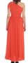 TFNC Нова официална дамска дълга рокля с едно рамо и цепка цвят корал, снимка 2